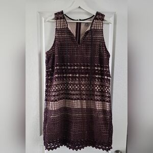 Plum Lace V-Neck Tunic Dress